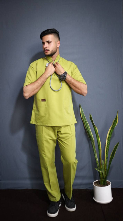ست اسکراب پزشکی مردانه مدل یقه زیپدار پرو